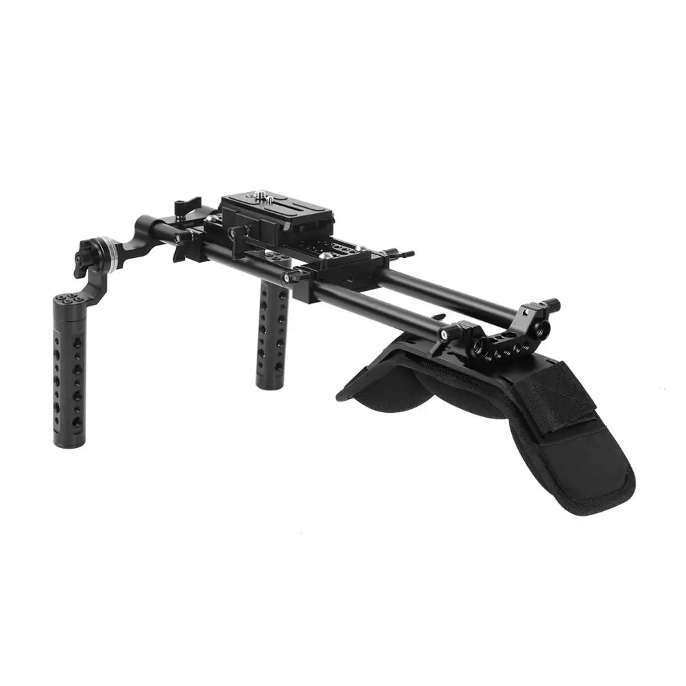 Kayulin Pro Schulter Montieren Unterstützung Rig Mit Manfrotto QR Grundplatte & Dual Rosette Käse Handgriff Für DSLR Kamera DV Camcorder