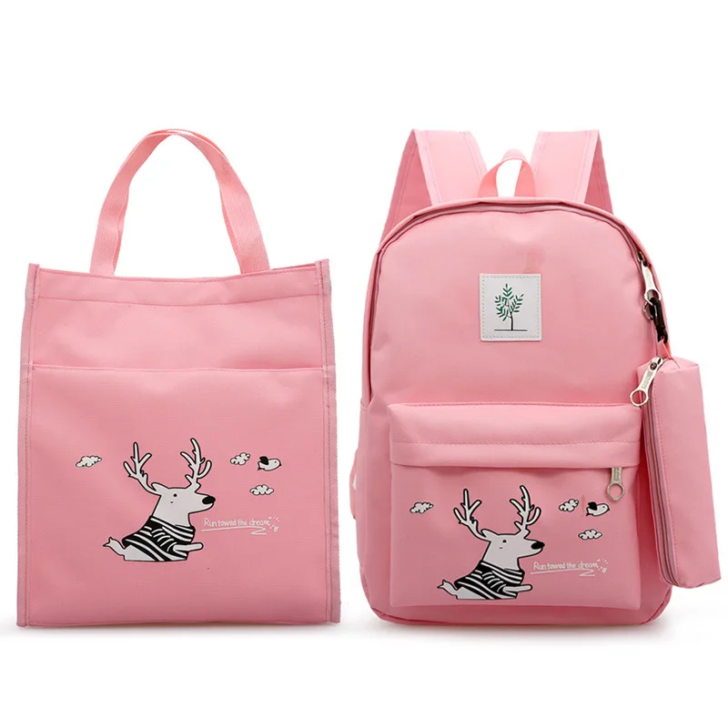 

3 Pcs/set School Backpacks Canvas School Bag for Teen Girls Lady Large Capacity Backpack High Quality Schoolbags Mochila