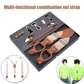 

Y Back Suspenders Set for Men Women with Heavy Duty Clips Wide Adjustable Elastic Braces for Casual J9