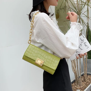 

Crossbody Bag Vintage Alligator Pattern Women Messenger Handbags PU Leather Street Casual Solid Zipper Shoulder Bags 2020 New