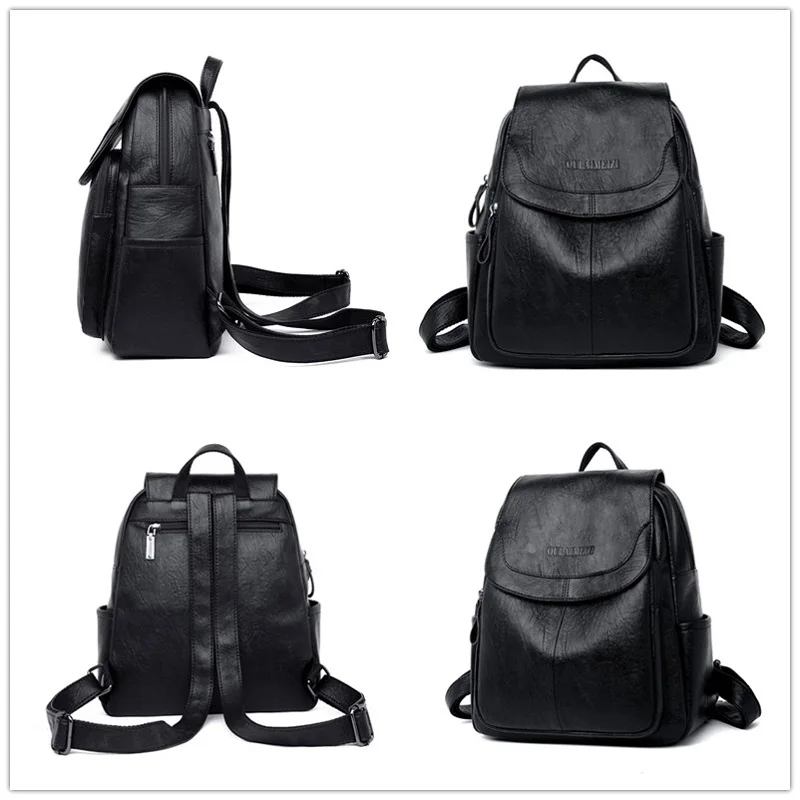Skup Plecak moda damska 2020 pu skórzany plecak dla kobiet kieszeń na suwak torebka damska anti theif women bag
