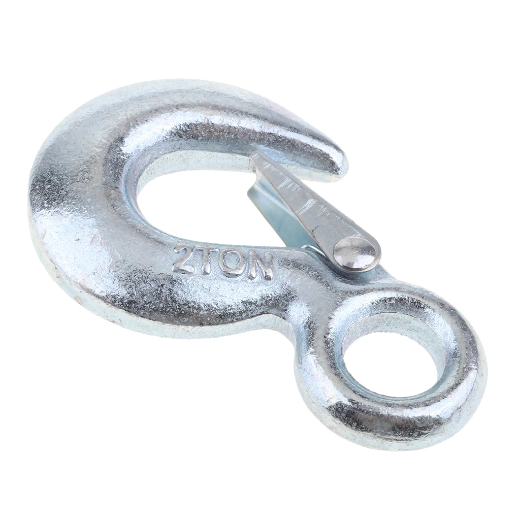 4 x 2 Tons Eye Sling Winch Hook w/ Clevis Safety Latch for Hoist Sling Winch