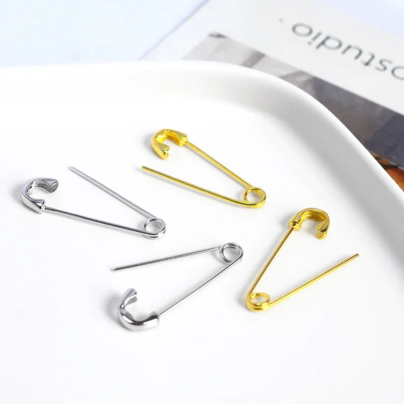 

100% Real 925 Sterling Silver Safety Pin Earrings Punk Style Earrings for Women Men Girls Boys Free Shipping