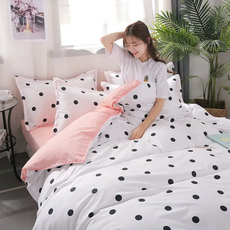 Spring and summer home textile four-piece ins wind duvet cover sheet three-piece small fresh girl student dormitory bedding 