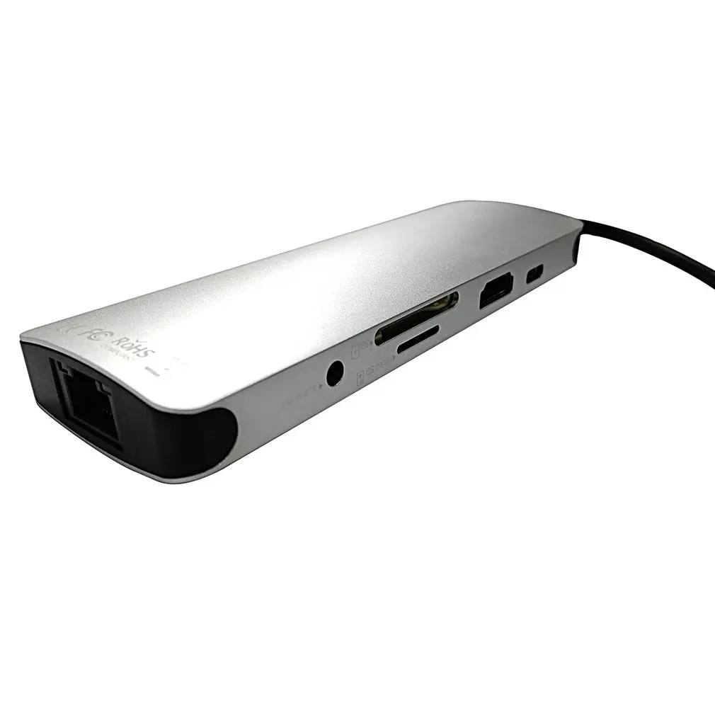 

USB C to Rj45 Lan 4K HDMI 3 USB 3.0 SD Card 3.5mm Audio Port 9 In 1 Type C Dock Adapter Hub PD Charge for Macbook/S8 Dex Mode