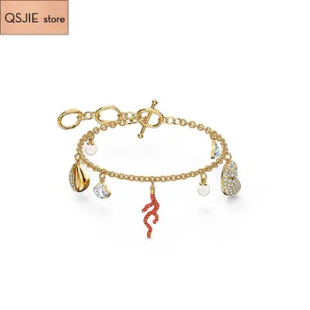 

QSJIE High quality swa1: 1 2020 new personality charming Ocean series red coral Bracelet for women to give gifts to their girlf