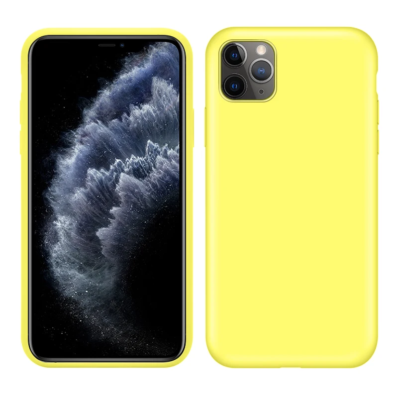 Мягкий жидкий силиконовый чехол для iPhone 11 Pro Max XS XR X 6 S Чехол 12 MAX Желтый