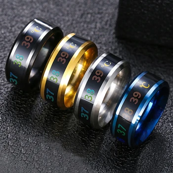 

Smart Sensor Body Temperature Ring Display Real-time Temperature Test Finger Ring Simple Creative Couple Wedding Rings Jewelry