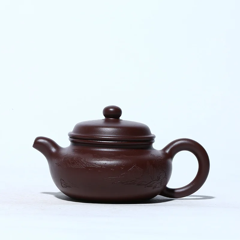 Handmade Kung-Fu Teaware, Purple Clay Sketch Landscape, Antique Pot, Zisha Teapot, Yixing Handmade Pot, Purple Clay Drinkware