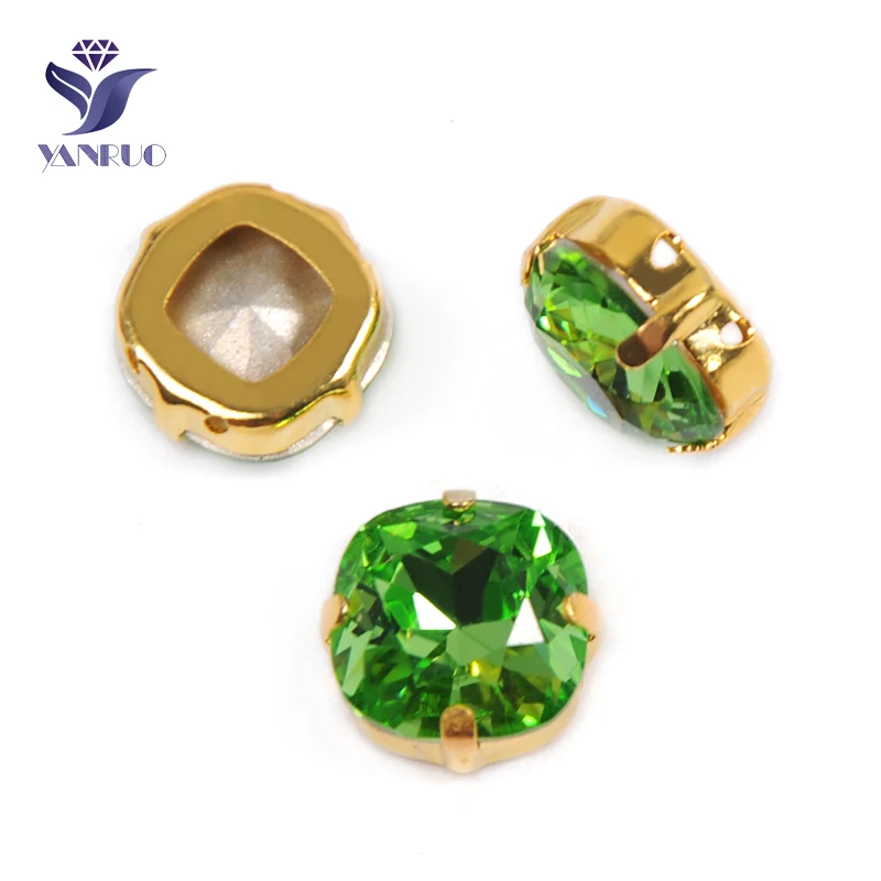 With Gold Claw YANRUO 4470, все размеры, перидот, подушка с вырезами, Стразы для шитья, стеклянные стразы, камни и кристаллы для рукоделия - Цвет: With Gold Claw