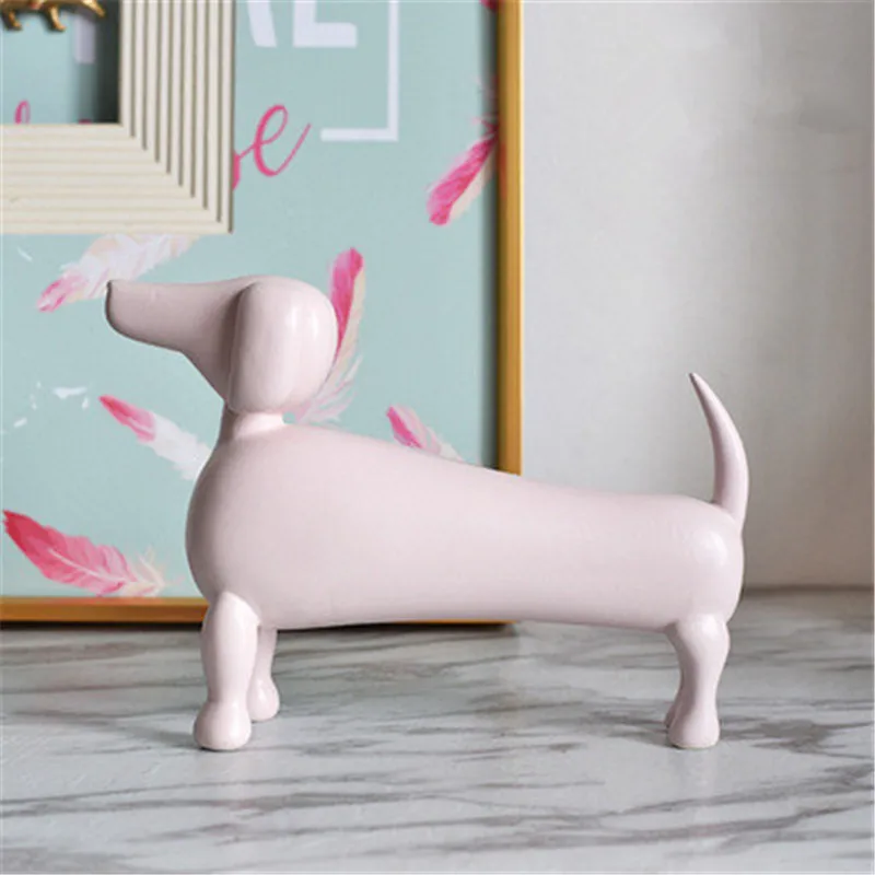  Nordic Simulation Pet Dog Abstraction Dachshund Ceramics Sculpture Creative Children Bedroom Orname - 4000135359185