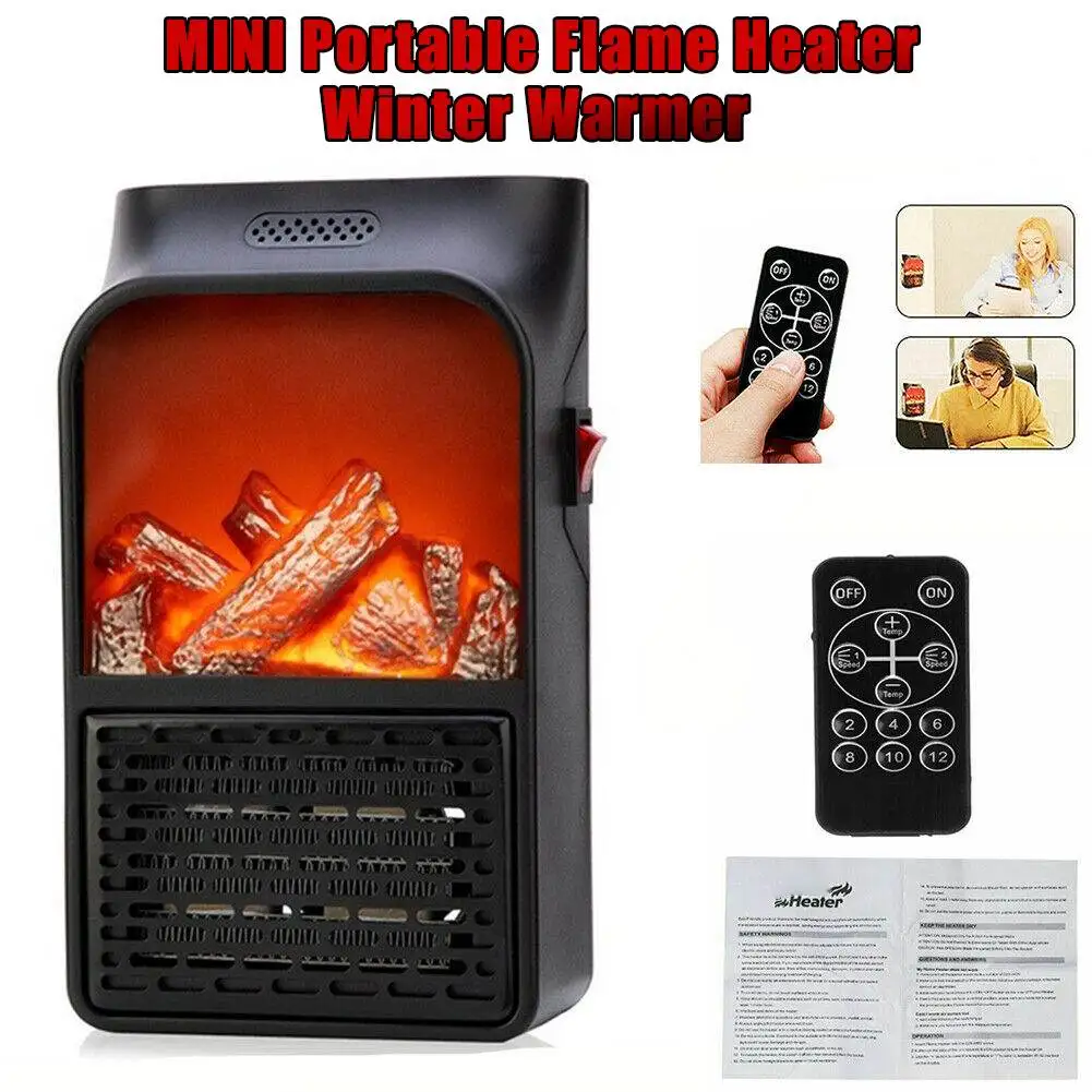 

900W MINI Portable Flame Heater Space Home Mini Electric Heaters Heated Room Heaters Fan Small Heating Stove Radiator Machine
