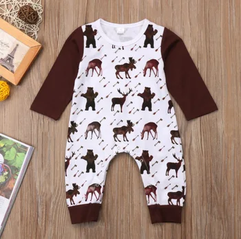 

Newborn Kids Baby Girl Jumpsuit cotton long sleeve reindeer Romper for girls 0-24M