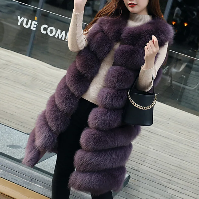 

Natural Fox Fur Vest 100% Real Fox Fur Vest Gilet Jacket 2018 Women Warm Coat Luxury Brand 90cm Fur Coats For Ladies Clothes
