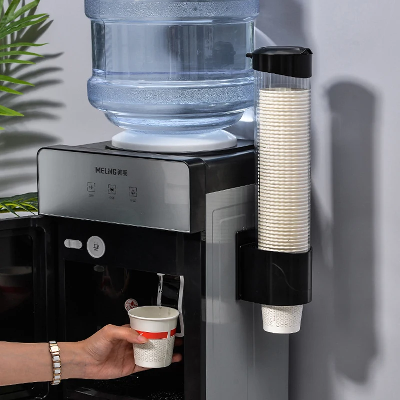 dispensador de tazas de agua Tamaño libre negro Dispensador de tazas desechables dispensador de vasos de plástico para montaje en pared