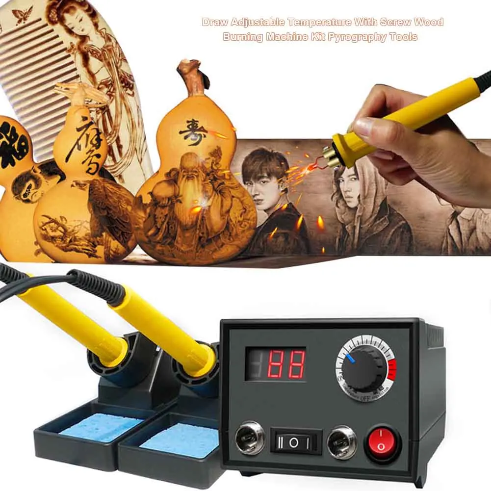 

Handicraft Pyrography Tools Professional Adjustable Temperature Draw Multifunction Penholder Wood Burning Machine Kit Leather