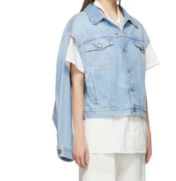 

Yang Mi Celebrity Style 2019 Autumn New Style Western Style Size Cut Cuff Double Purpose Single Breasted Fold-down Collar Jeans
