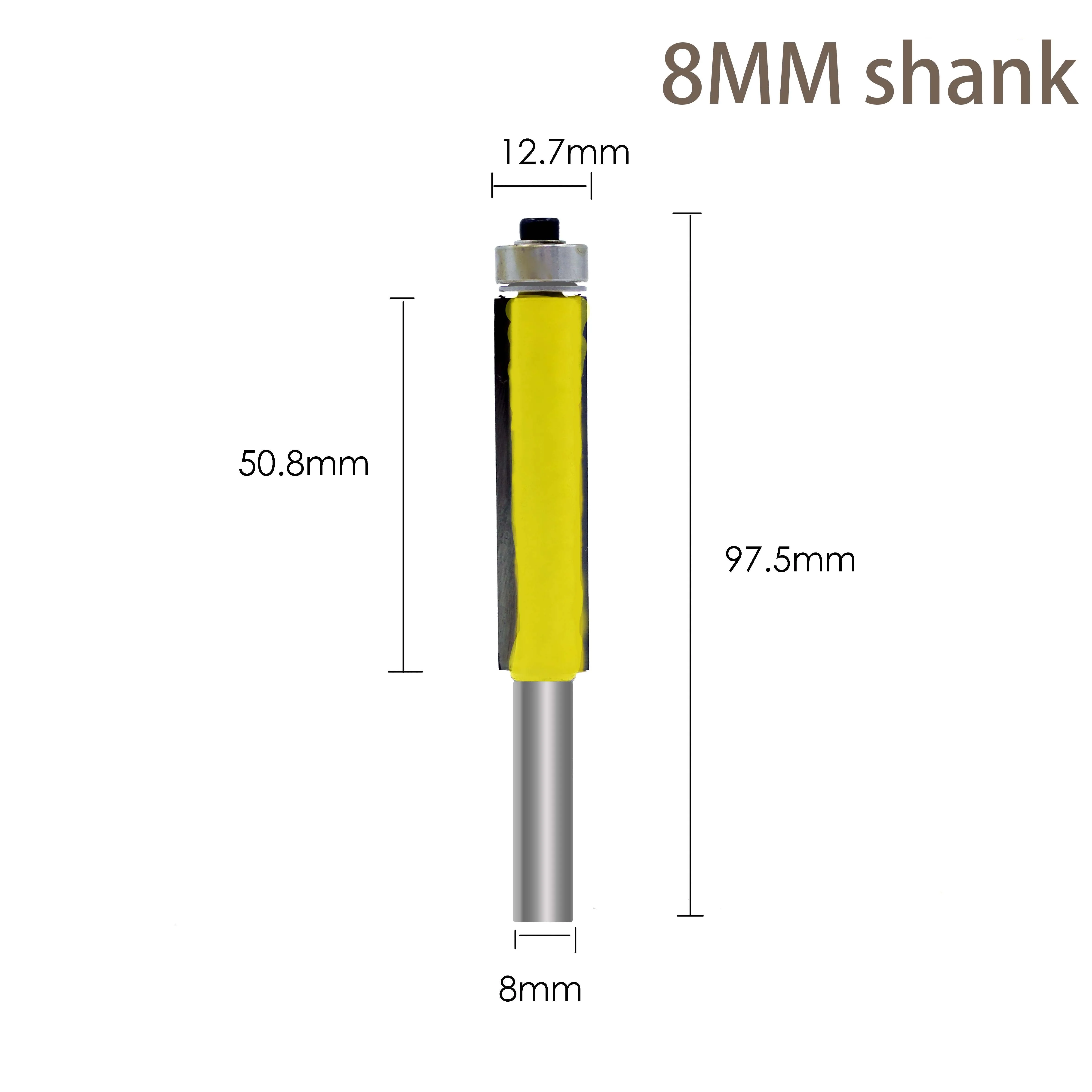 

1pc 8mm Shank Flush Trim end mill with Bearing for Wood Template Pattern Bit Tungsten Carbide Milling Cutter for Wood roteador