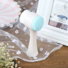 3D ניקוי מברשת כפול צד רך סיליקון פנים עיסוי כביסה Ultra בסדר עמוק ניקוי פנים מברשת Stand ניקוי נקבובית(China)