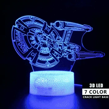 

Cartoon 3D Novelty Light Airship 3d Lamp Millennium Falcon Light Remote Control Table Light Party Decoration Led Projection Lamp