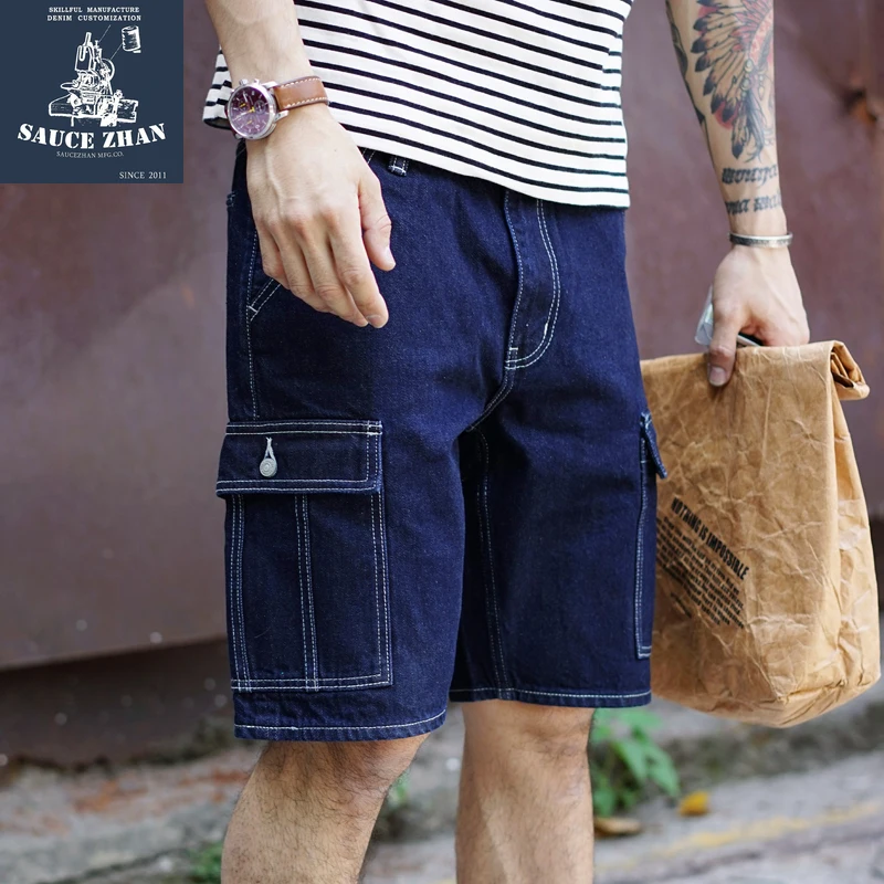 Saucezhan Selvedge Jeans Denim Jeans Overalls Jeans Summer Men's Shorts