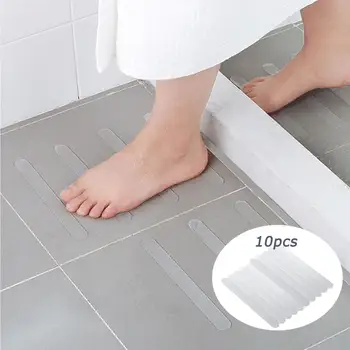 

10PCS Anti-slip Stickers Strips Shower Flooring Safety Tape Self-adhesive Waterproof Mat Pad for Kitchen Bathroom Stairs 20x2cm