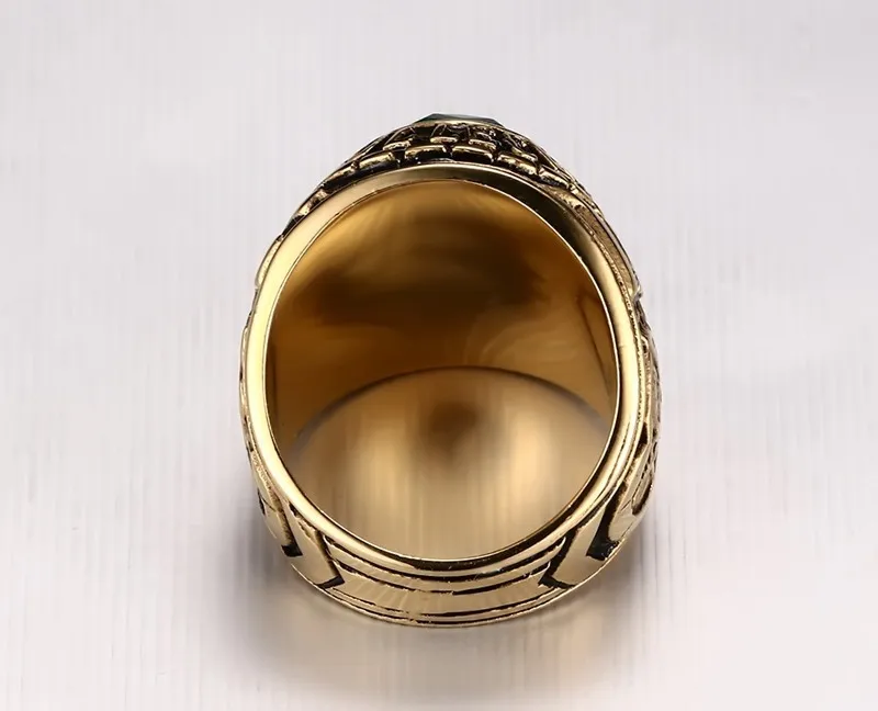 Модные мужские кольца из нержавеющей стали, манхэттенское кольцо для колледжа с зеленым кристаллом CZ, винтажное мужское Велосипедное модное ювелирное изделие, подарок на выпускной