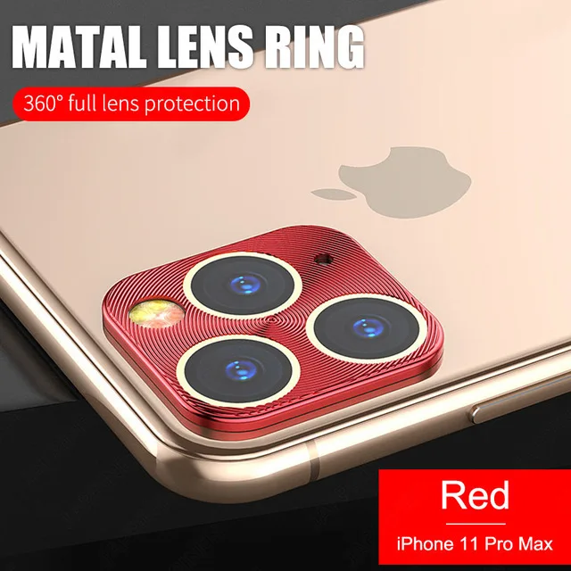 Для iPhone 11 Pro Max чехол Защитная крышка для камеры для iPhone XR X XS Max iPhone11 11Pro задний Лен защитный чехол с металлическим кольцом - Цвет: Красный