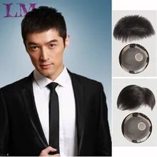 LM Топпер зажим для парика клип в один кусок наращивание волос синтетические волосы с челкой для мужчин натуральный черный Мода Airpalne
