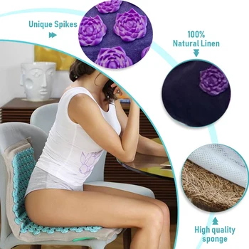 

LBER Lotus Spike Acupressure Mat Massage Mat and Pillow Set Yoga Acupuncture Cushion Relieve Back Neck Muscle Pain Body Massage