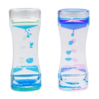 

2Pcs Liquid Timer Bubble Motion Drop Timer for Sensory Play Visual Bubble Gravity Gift - Blue+Green & Blue+Rose Red