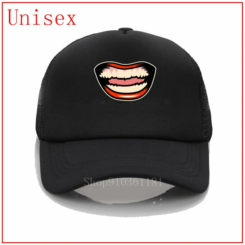 Ilustración de boca abierta sonriente, nuevo diseño, sombrero de béisbol, gorras para mujer, gorras personalizadas de moda para hombre, béisbol| -