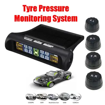

LCD Smart Car TPMS Tyre Pressure Monitoring System Solar Power Digital LCD Display Auto Security Alarm Systems Tyre Pressure