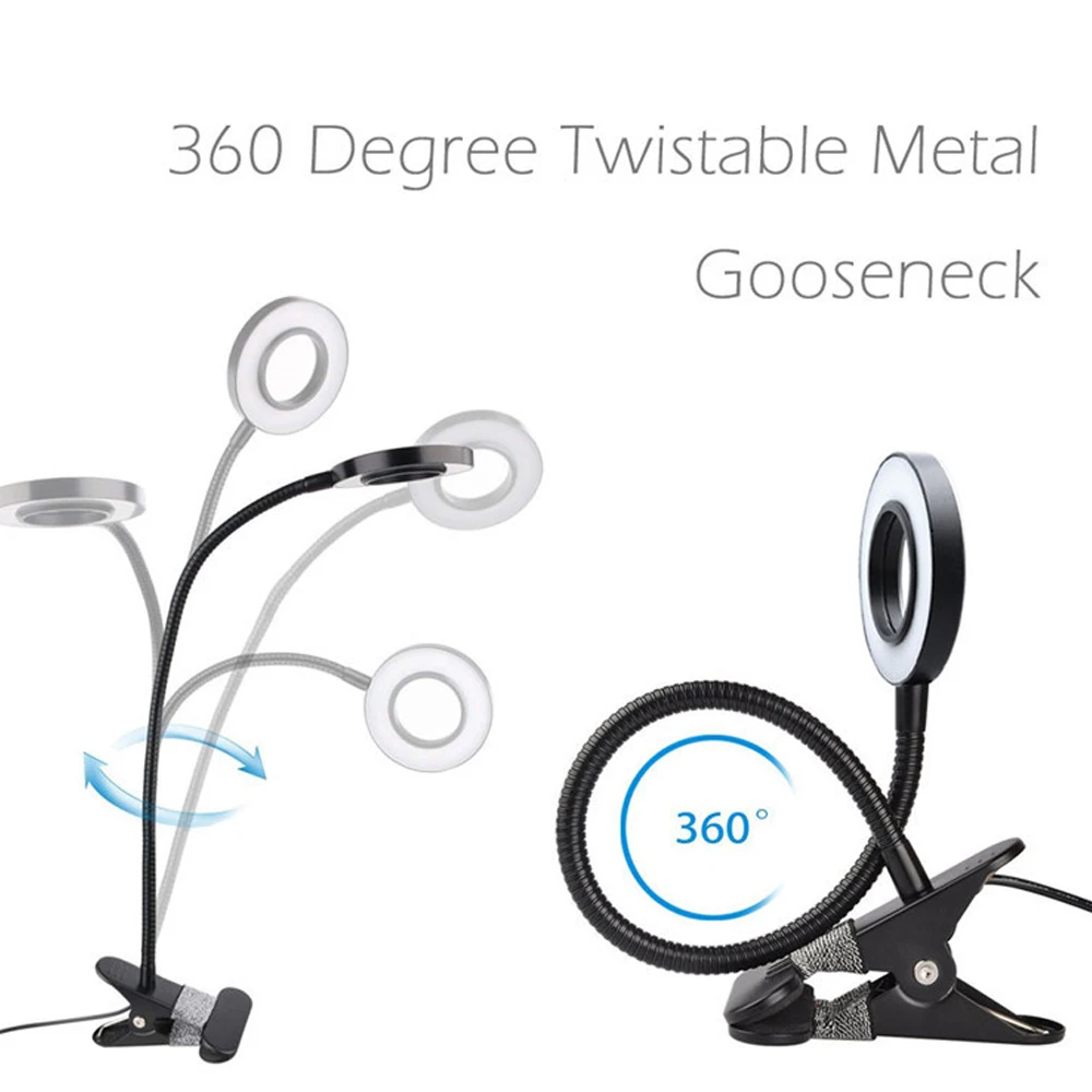 Светодиодная портативная настольная лампа на клипсе USB светильник для стола