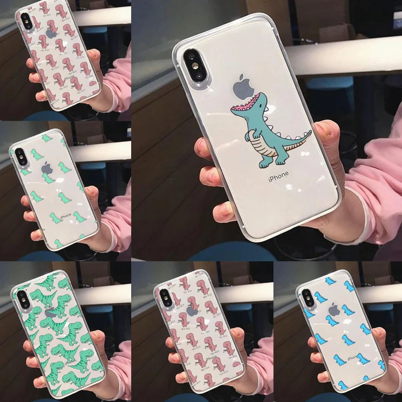 Милые Мультяшные чехлы с динозаврами для iPhone XS Max XR X 6 6S 7 8 Plus мягкий силиконовый
