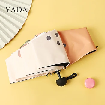 

YADA Hand-Painted Colorful Pattern Mini Small Umbrella 8 Bones Five Pocket Folding Umbrella For Women Girl UV Umbrella YD200236