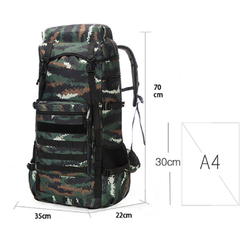 70L Adult Waterproof Climbing Outdoor Backpack Sports Bag Camp Hiking Backpacks Self-Driving Travel Ultralight Rucksack  X385D