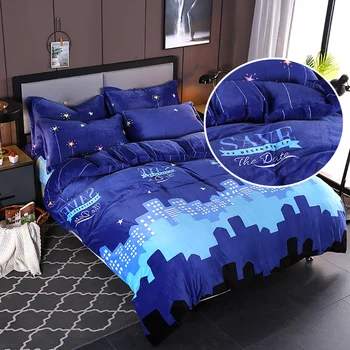 

YanTing Decorative Flannel AB Version Double Sided Velvet Duvet Cover Warm and Soft Coral Velvet Quilt Cover Multisize Optional