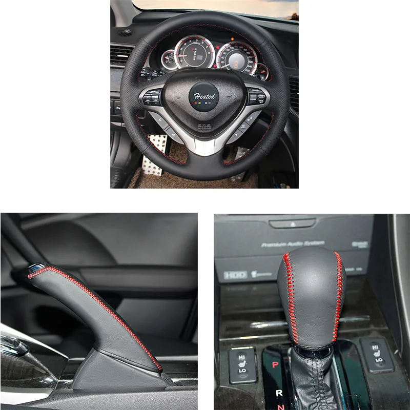 Оплетка на рулевое колесо чехол для Honda Spirior 2009 2013 Old Accord ppc крышка ручного тормоза