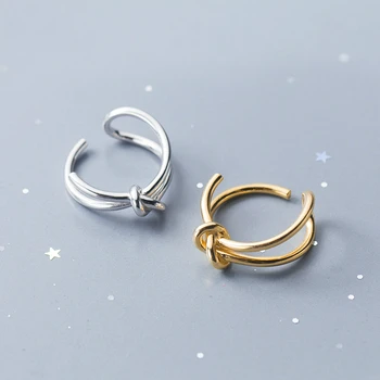 

Keeper Classic Authentic 100% 925 Sterling Silver Ring Simple Knotted Open Ring for Women Finger Rings Wedding Fine Jewelry 2021