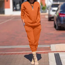 Толстовка Набор длинных брюк спортивный костюм женский Осень Зима сплошной цвет Повседневный стрейч спортивный костюм топ брюки# D