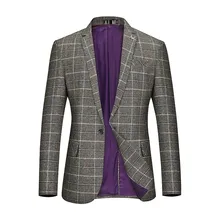 Клетчатый зимний мужской пиджак, Модный деловой повседневный мужской блейзер, клетчатый мужской костюм, мужской костюм, приталенный, высокое качество
