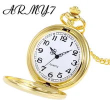 Золотые карманные часы винтажные ручные намотки олень кварцевые карманные часы Подвеска ожерелье цепь часы кулон reloj de bolsillo