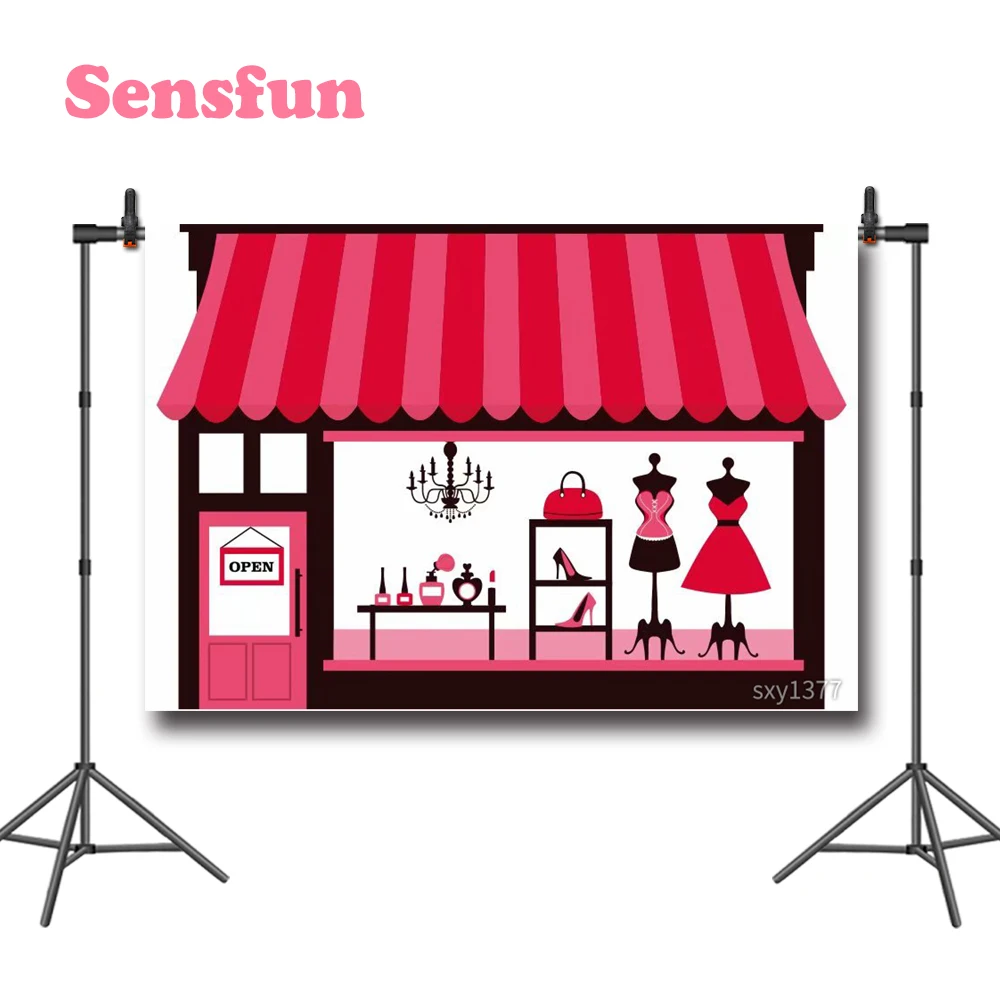 Sensfun Модный магазин фото фон одежда и обувь фотография Красный винил |