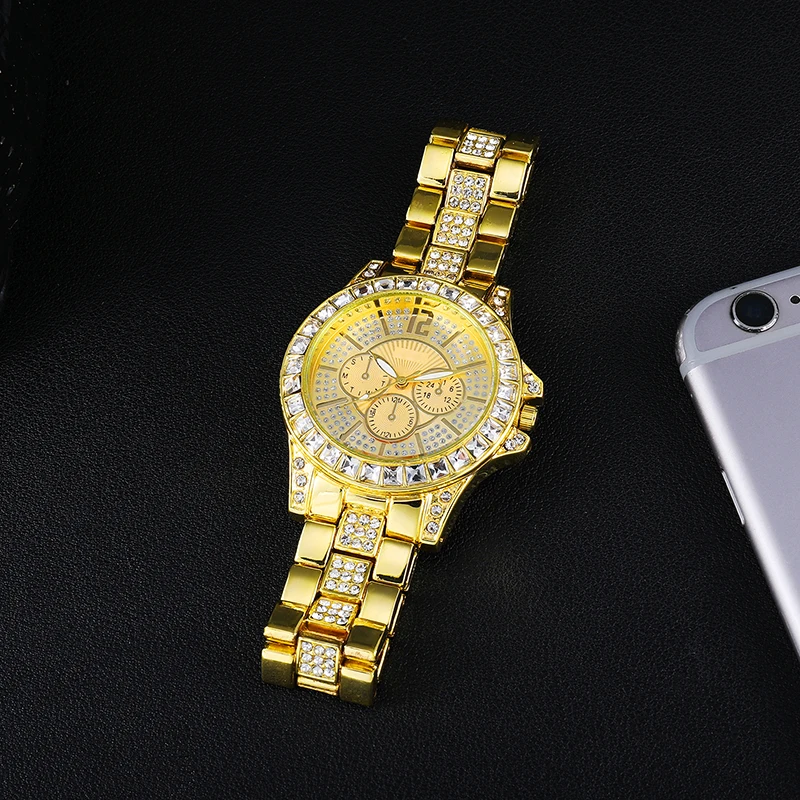 D& Z подарок на день рождения для мужчин и женщин Bling Iced Out проложили CZ кварцевые часы модные часы-календарь наручные часы