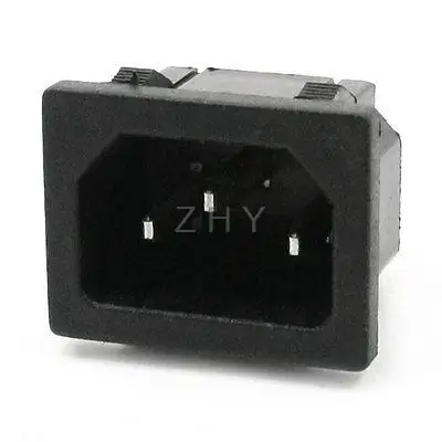 

Male 3 Pin Panel Mount C14 Power Plug Adapter Connector AC 250V 10A
