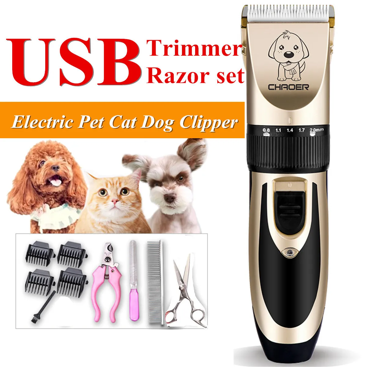 Rechargeable Cordless Cat and Dog Clippers Low Noise Professional Pet Clippers Grooming Kit Animal Clippers Pet Grooming Kit