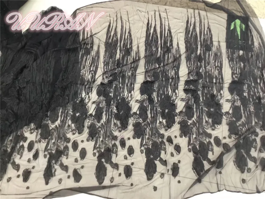 5 ярдов Ажурная ткань черного цвета для вечернего платья Тюль французский стиль летняя одежда свадебная вуаль материал свадебное платье изготовление