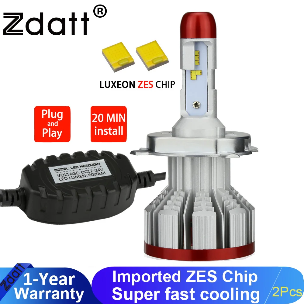 Zdatt зэс H4 LED H7 H8 H9 H11 H1 H3 светодиодные лампы 9005 HB3 9006 HB4 фар 12000Lm света автомобиля canbus 12 В туман лампа автомобилей 6500 К автомобиль