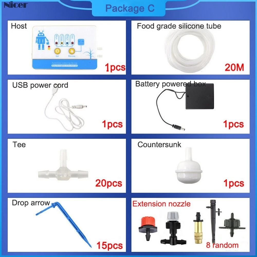Automatic Watering Device Drip Irrigation Timing System Garden Water-Saving Smart USB / Solar Irrigation System Battery Powered